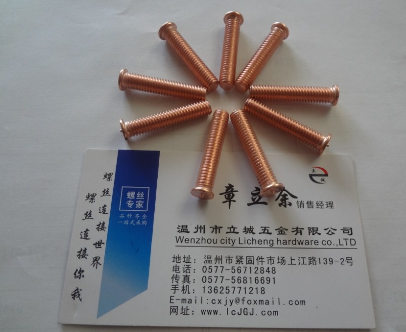 頭部帶點(diǎn)焊接螺絲，鍍紫銅點(diǎn)焊螺絲