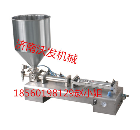 半自動臥式芝麻醬灌裝機，濟南臥式甜面醬灌裝機