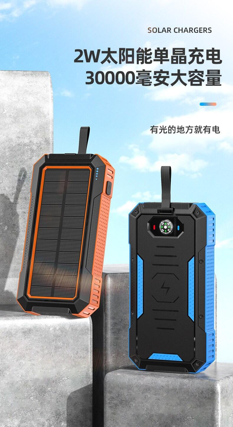 新品多功能快充太陽(yáng)能防水帶無(wú)線充戶外移動(dòng)電源
