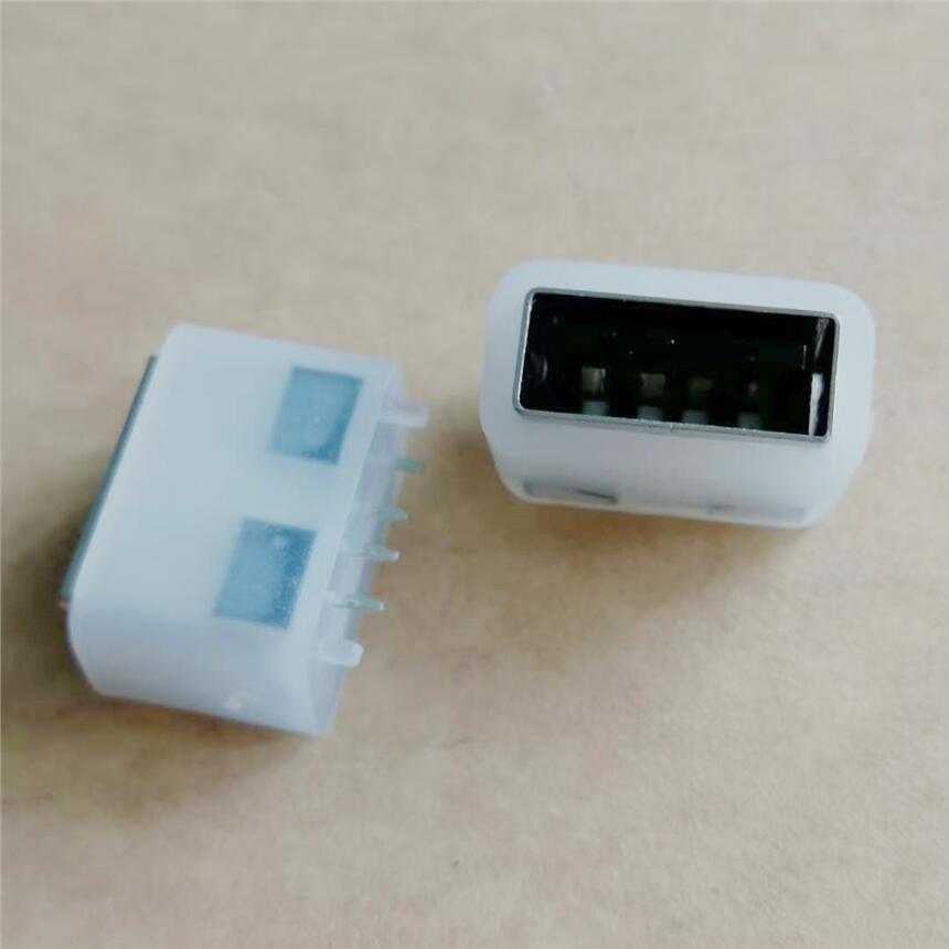 A母短體10.0防水母座 4P 180度直插DIP 帶定位柱 白色防水膠套 帶防水膠圈