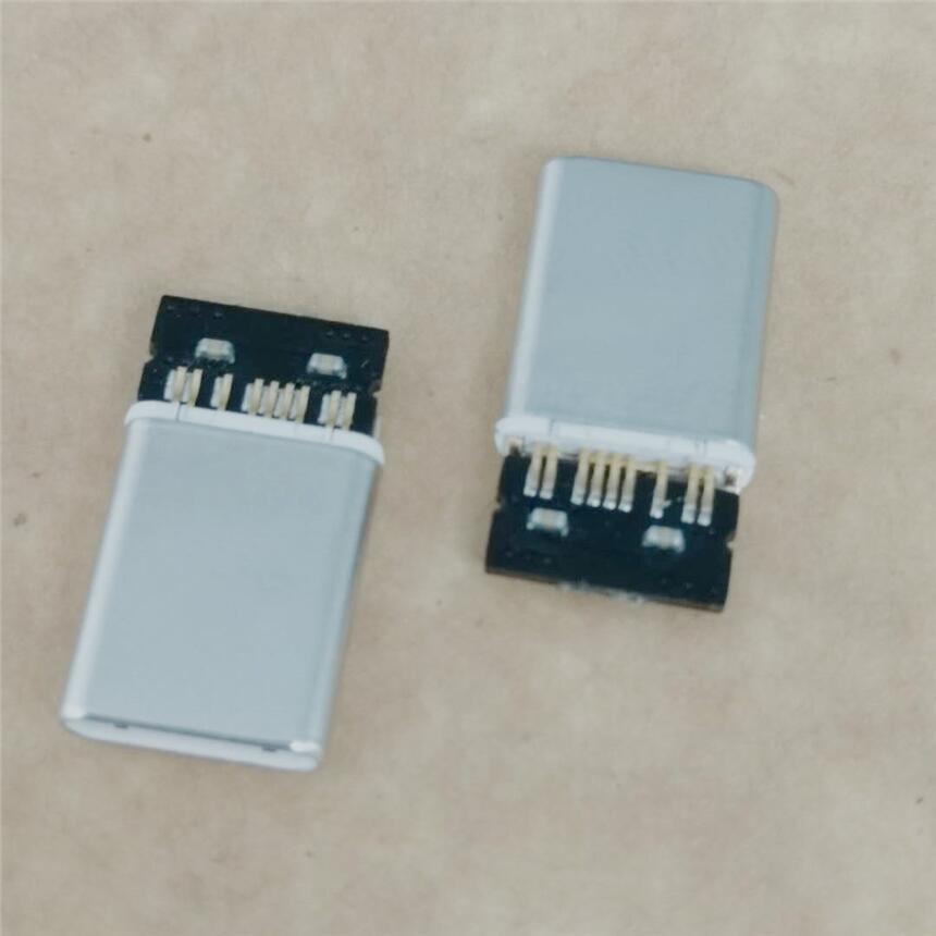 TYPE-C 18P夾板公頭 夾板0.8mm 帶PCB板 五個焊點 拉伸款無縫公頭