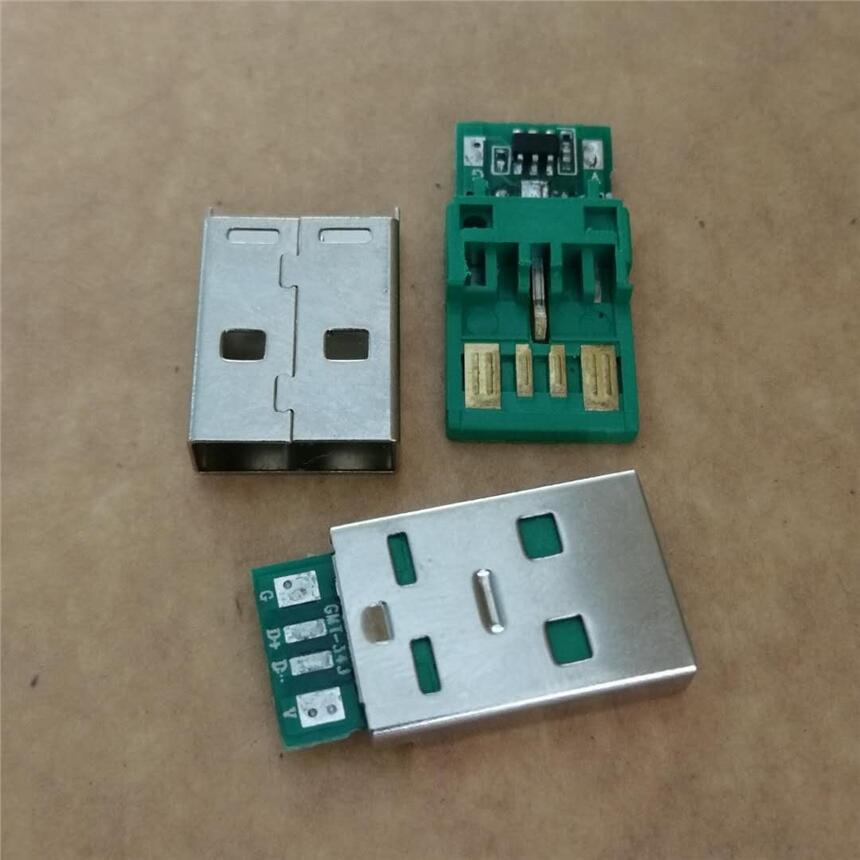 OPPO快充公頭 閃充A公 5A綠色大電流 A公焊線帶PCB板 4個(gè)焊盤