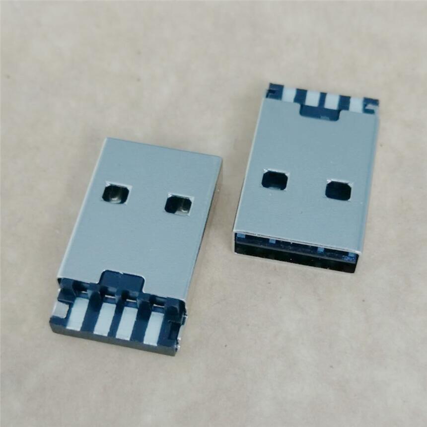 USB 2.0 正反插公頭 DB款 180度4P焊線式 帶接地 雙面插 1-4短路