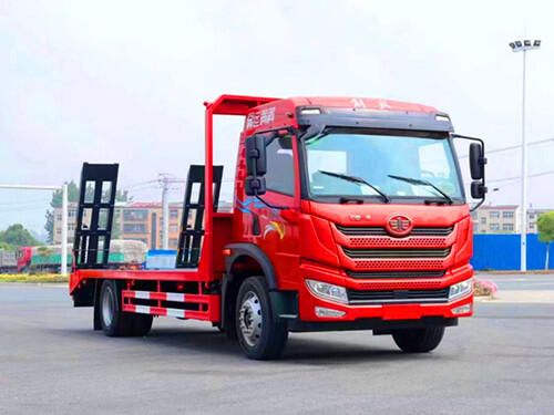 解放龍V下沉式低平板運(yùn)輸車(chē)  小鉤機(jī)拖板車(chē) 國(guó)六可分期