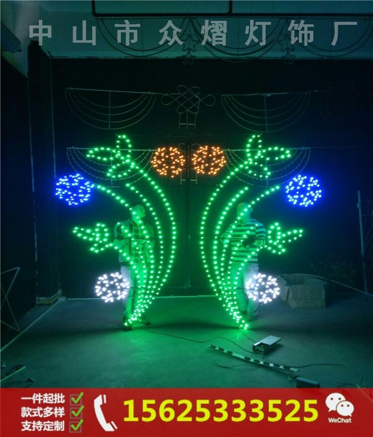 吉林路燈上中國(guó)結(jié)廠家街道工程亮化路燈雙面發(fā)光燈籠