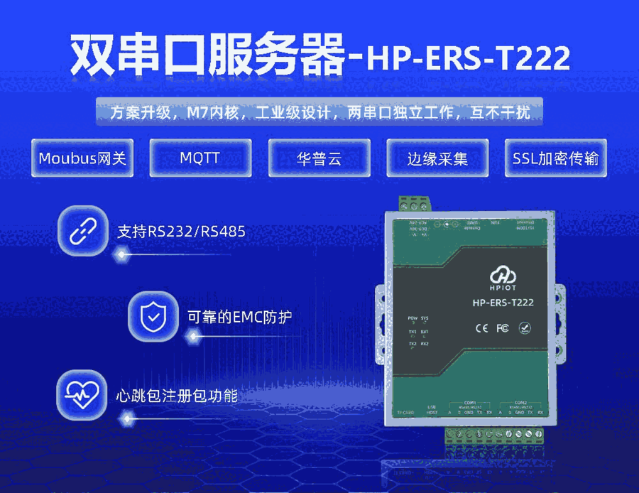 華普物聯(lián)RS485/RS232雙串口服務(wù)器 轉(zhuǎn)以太網(wǎng)串口 河南華普 HPIOT
