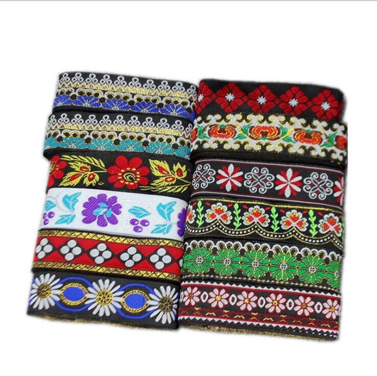 廠家直銷復古刺繡花紋滌綸棉民族風編織帶