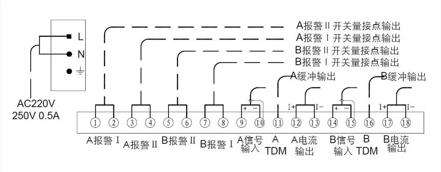 江陰眾和CZJ-B3G型振動(dòng)監(jiān)視儀表接線圖