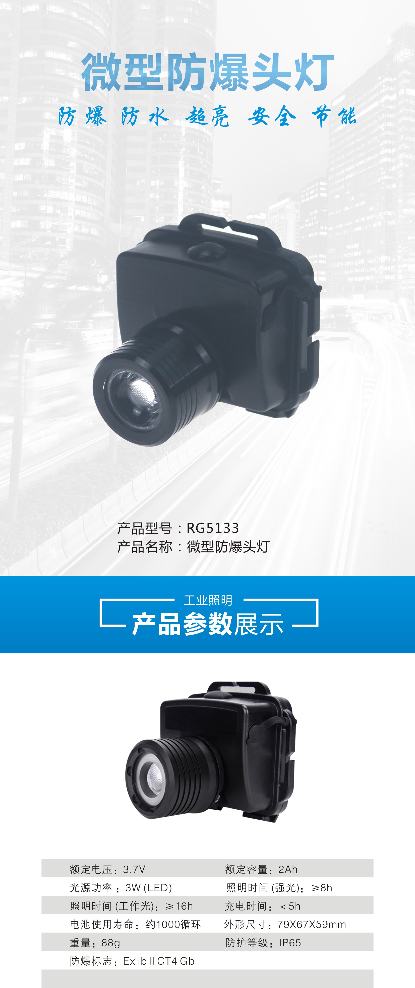 潤光照明聚光泛光調(diào)焦頭燈BJQ5133