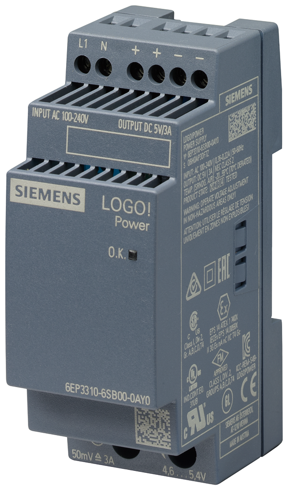 6EP3310-6SB00-0AY0 西門子 徽標！單相 DC 5 V/3 A 調(diào)節(jié)型電源