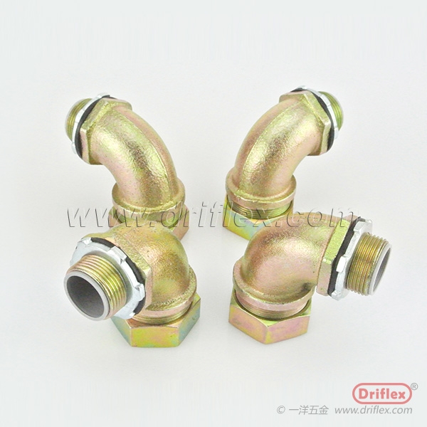 鐵鍍鋅90度彎頭外螺紋直角軟管連接器NPT1/2-NPT2
