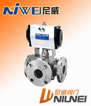 Q644F Q645F氣動三通球閥,氣動球閥，法蘭式球閥，三通球閥