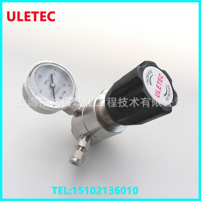 UR11減壓器，單表0-1.6MPA，進(jìn)出口1/4''螺紋，配轉(zhuǎn)3/8外螺紋卡套