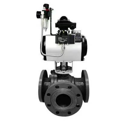 氣動三通球閥Q644F-16CDN20氣動三通球閥規(guī)格型號、結(jié)構(gòu)尺寸