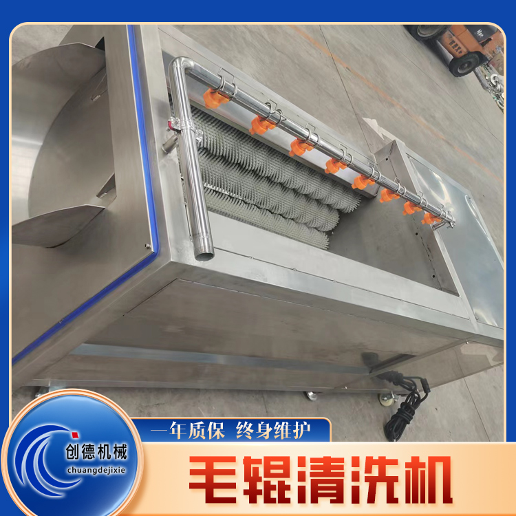 創(chuàng)德螃蟹小龍蝦去泥去污毛輥清洗機CD-QX1200效率高耗能小
