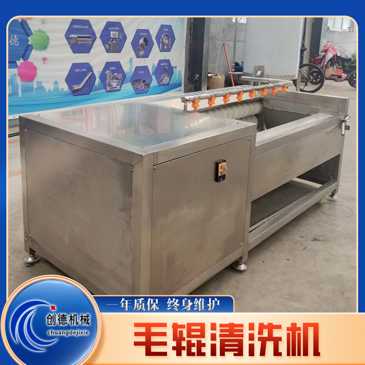 毛輥清洗機(jī)廠家海鮮海產(chǎn)品清洗機(jī)器全自動(dòng)平行毛刷清洗流水線