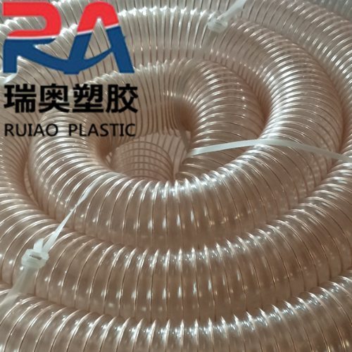 主營高質量pu鍍銅鋼絲增強軟管木工業(yè)通風吸塵管pu耐磨軟管