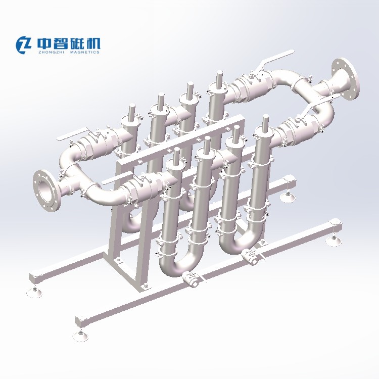 中智分流式永磁管道除鐵器液體分流管道組磁性流體管道過濾器