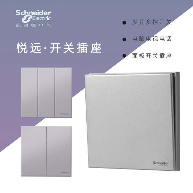 施耐德悅遠(yuǎn)10AX250V~單聯(lián)雙控開(kāi)關(guān)清雅白格調(diào)金深空灰
