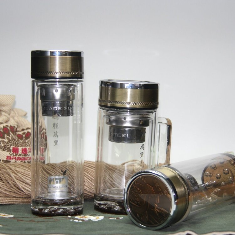 華象089雙層水晶玻璃杯時尚商務(wù)辦公杯創(chuàng)意水杯印logo廠家直供