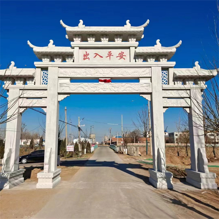 景區(qū)青石石牌坊農村入口石牌樓三門五樓石門樓