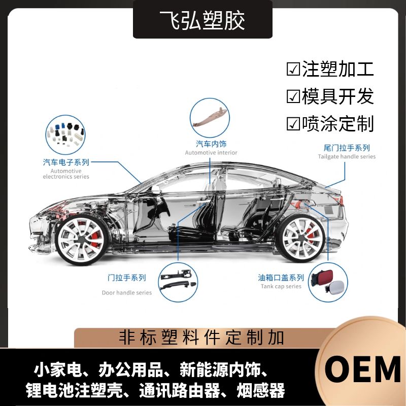 汽車塑料配件注塑加工廠改性塑料注塑開(kāi)模打樣大貨生產(chǎn)飛弘塑膠
