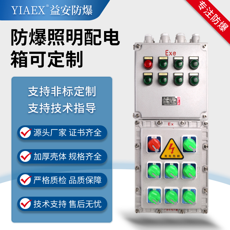 八回路鑄鋁防爆照明箱上進(jìn)上出線電源開關(guān)配電箱廠家