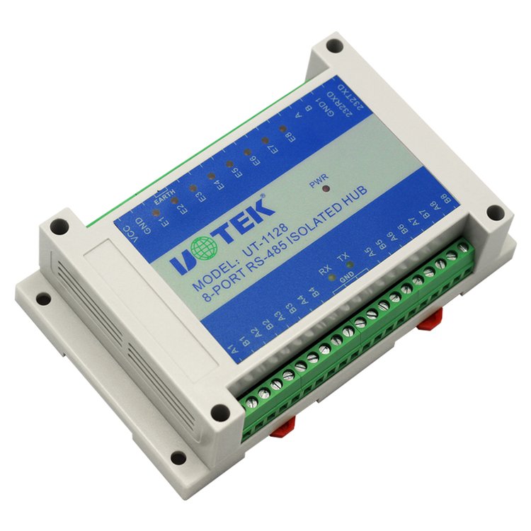 宇泰（UTEK）工業(yè)級RS-232\/RS-4858路RS-485導(dǎo)軌式UT-1128集線器