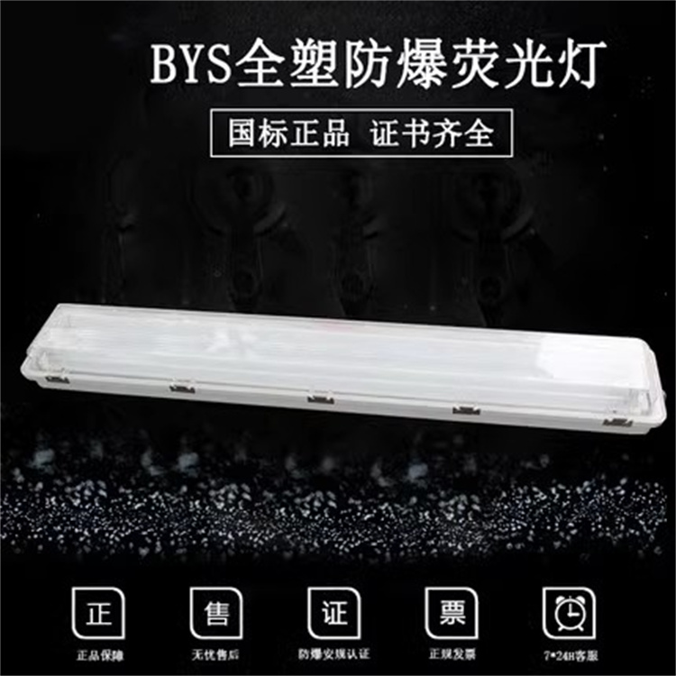 BYS全塑防爆熒光燈2X18w長(zhǎng)條形阻燃材料凈化車間隔爆型日光燈IP65