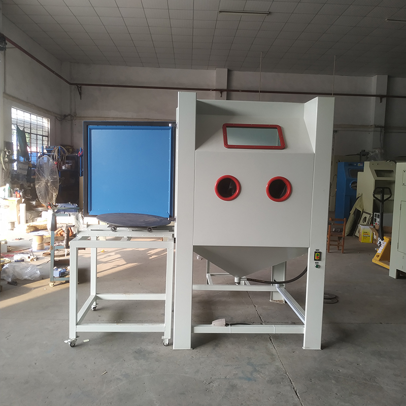 手動推車轉(zhuǎn)盤噴砂機(jī)鑄造件清理表面脫模劑氧化層可用于返工不良品