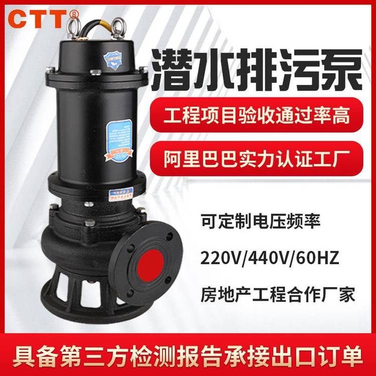 WQ潛水排污泵大口徑無阻塞污水泵100WQ60-12-4工廠廢水處理泵