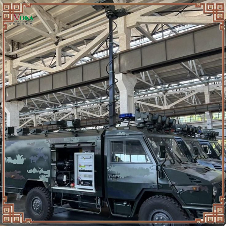 8米移動式方艙升降監(jiān)控桿機(jī)動式雷電攔截器車載伸縮桿避雷針