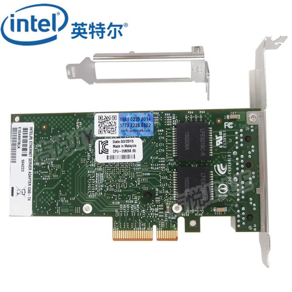 IntelE1G44HTBLK四口I340T4千兆網卡PCI-E服務器適配器原裝