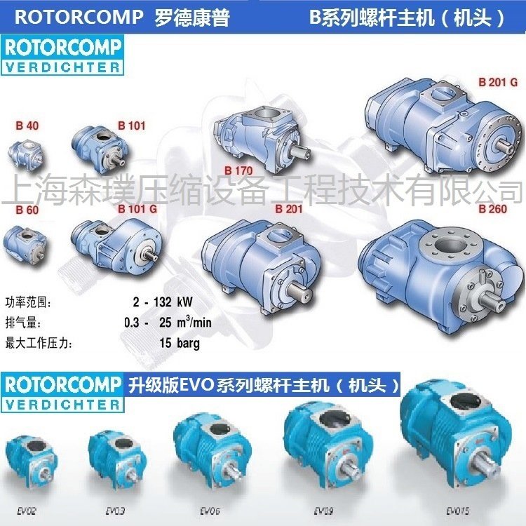羅德康普ROTORCOMP螺桿主機(jī)B40B60B101B170B201B260機(jī)頭
