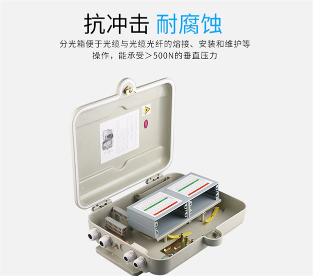 SMC抱桿式32路光纜分纖箱插卡式1分32分光路器箱