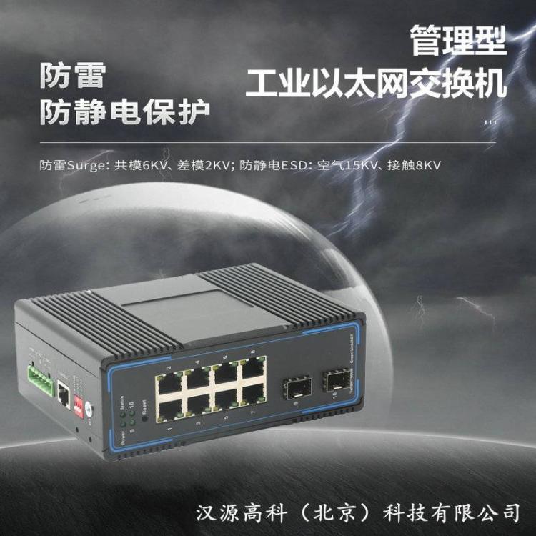 漢源高科工業(yè)級(jí)千兆光纖收發(fā)器2千兆光口8千兆電口支持環(huán)形拓?fù)? title=