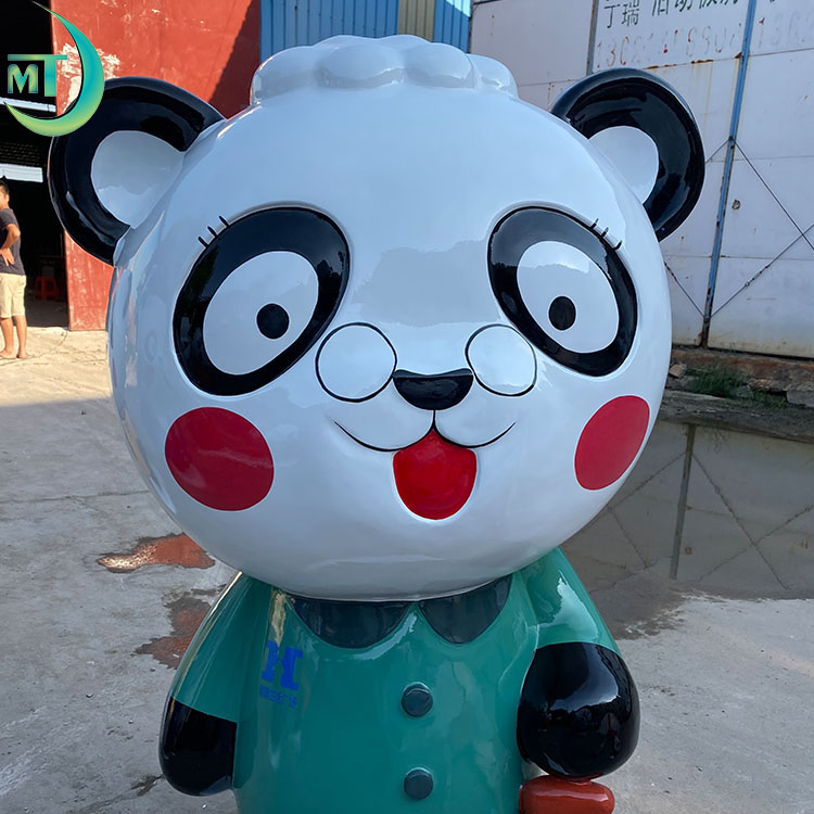 吉祥物熊貓卡通雕塑造型裝飾喜慶擺設(shè)玻璃鋼雕刻